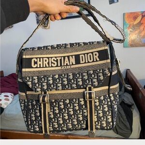 Dior Black and Cream Men's Messenger Bag